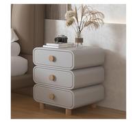 BAIRU Estructura de Madera Maciza, mesita de Noche de Cuero de Fibra Ultrafina, Tres cajones, Bordes multifuncionales, Varios dormitorios, Salas de Estar, oficinas(Grey,13.8IN)