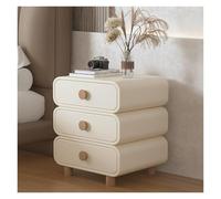 BAIRU Estructura de Madera Maciza, mesita de Noche de Cuero de Fibra Ultrafina, Tres cajones, Bordes multifuncionales, Varios dormitorios, Salas de Estar, oficinas(Beige,15.7IN)