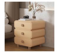 BAIRU Estructura de Madera Maciza, mesita de Noche de Cuero de Fibra Ultrafina, Tres cajones, Bordes multifuncionales, Varios dormitorios, Salas de Estar, oficinas(Yellow,15.7IN)