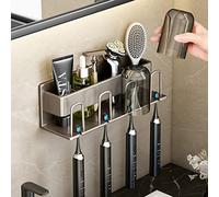 BAIRUTONG Soporte para cepillos de Dientes para baños, Soporte para Cepillo de Dientes eléctrico, Soporte para Cepillo de Dientes montado en la Pared (Gris)