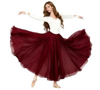 Baisdan Falda de gasa para mujer para danza del vientre, faldas flamencas de círculo completo para disfraces de Halloween, carnaval espectáculos, rojo oscuro, Talla única