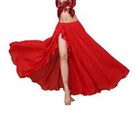 Baisdan faldas de gasa para danza del vientre, falda larga para principiantes, Mujer, rojo, talla única