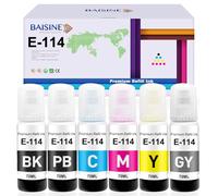 BAISINE Tinta 114 compatible con Epson 114 botella de tinta multipack para impresora Epson Ecotank ET-8500 ET-8550 (6 unidades, negro/negro foto/cian/magenta/amarillo/gris)