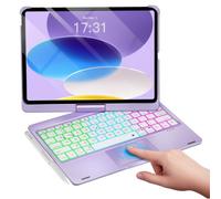 Baisla Funda con teclado para iPad A16 11ª/10ª/Air 11, rotación 360, morado | Para iPad Air 11 (M4/M3/M2), Air 5th/4th, Pro 11, protección de carcasa dura, trackpad multitáctil, 7 modos