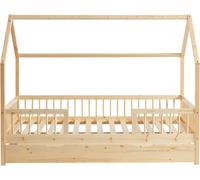 Baita Cama cabaña con barandillas 90x190 pino macizo somier + cajón incluido