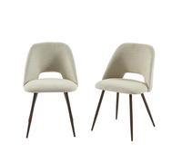 BAÏTA Elisabeth - Juego de 2 sillas (Tejido Beige, Patas Efecto Roble)