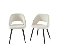 BAÏTA Juego de 2 sillas de Comedor Vintage de Pana Beige con Patas de Metal Negro