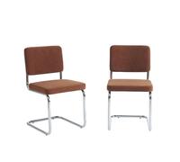 BAÏTA - Juego de 2 sillas Jack Pan Terre de Siena, Patas de Metal Cromado