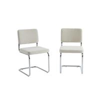 BAÏTA - Juego de 2 sillas Jack Pana Cruda Pies Metal Cromado