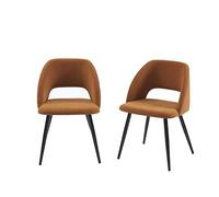 BAÏTA - Juego de 2 sillas Vintage de Pana Terracota, Patas metálicas, Color Negro