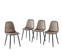 BAÏTA - Juego de 4 sillas Lena Terciopelo Gris Pardo Pies Metal