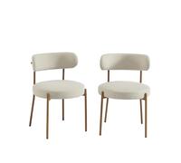 BAITA Noa - Juego de 2 sillas (Tejido Beige, Patas metálicas, Acabado de Madera)