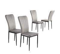 BAÏTA - Sillas Poppy Terciopelo Gris Claro Juego de 4