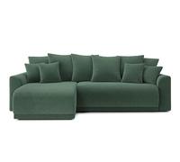 BAÏTA Sofá esquinero Nova Convertible y Reversible Pana Verde 4 plazas con baúl de Almacenamiento