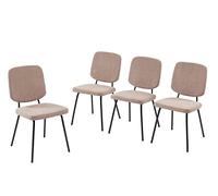 BAÏTA Suzie - Juego de 4 sillas de Pana, Color Gris y Patas de Metal, Color Negro