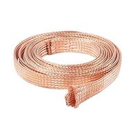 BAIWANLIN Alambre de Tierra Trenzado de Cobre Desnudo Cable Plano Plomo blindaje Metal Malla Alambre eléctrico conexión Longitud: 5m,10#:18x1.4mm