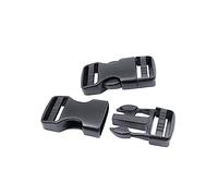 BAIWOAK Hebillas de liberación lateral de 15 mm/20 mm/25 mm/32 mm/38 mm/50 mm Heavy Duty Plástico Hebilla Clip a presión Doble Ajustable Mochila Hebilla de Repuesto No Cosido Negro, Negro ,