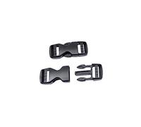 BAIWOAK Hebillas de liberación lateral de 15 mm/20 mm/25 mm/32 mm/38 mm/50 mm Heavy Duty Plástico Hebilla Clip a presión Doble Ajustable Mochila Hebilla de Repuesto No Costura Negro, Negro ,