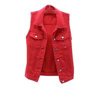 BAIXIAOCHI Chaleco De Mezclilla Para Mujer Corto Primavera Y Verano Chaqueta Sin Mangas Deshilachada Y Ajustada Top De Rebeca Rasgada