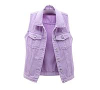 BAIXIAOCHI Chaleco De Mezclilla Para Mujer Corto Primavera Y Verano Chaqueta Sin Mangas Deshilachada Y Ajustada Top De Rebeca Rasgada