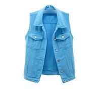 BAIXIAOCHI Chaleco De Mezclilla Para Mujer Corto Primavera Y Verano Chaqueta Sin Mangas Deshilachada Y Ajustada Top De Rebeca Rasgada