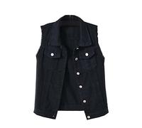 BAIXIAOCHI Chaleco De Mezclilla Para Mujer Corto Primavera Y Verano Chaqueta Sin Mangas Deshilachada Y Ajustada Top De Rebeca Rasgada