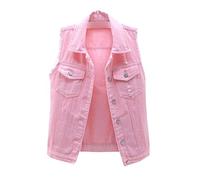 BAIXIAOCHI Chaleco De Mezclilla Para Mujer Corto Primavera Y Verano Chaqueta Sin Mangas Deshilachada Y Ajustada Top De Rebeca Rasgada