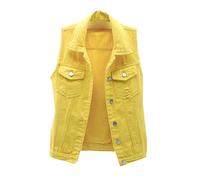 BAIXIAOCHI Chaleco De Mezclilla Para Mujer Corto Primavera Y Verano Chaqueta Sin Mangas Deshilachada Y Ajustada Top De Rebeca Rasgada