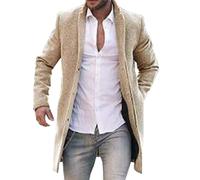 BAIXIAOCHI Chaqueta Cortavientos De OtoñO E Invierno Para Hombre Abrigo De Longitud Media Con Solapa Informal Lana