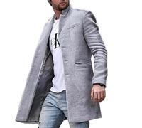 BAIXIAOCHI Chaqueta Cortavientos De OtoñO E Invierno Para Hombre Abrigo De Longitud Media Con Solapa Informal Lana