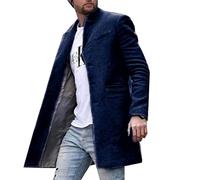 BAIXIAOCHI Chaqueta Cortavientos De OtoñO E Invierno Para Hombre Abrigo De Longitud Media Con Solapa Informal Lana