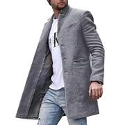 BAIXIAOCHI Chaqueta Cortavientos De OtoñO E Invierno Para Hombre Abrigo De Longitud Media Con Solapa Informal Lana