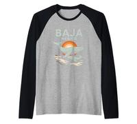 Baja California México Atardecer Camiseta Manga Raglan