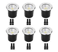 Baja Tensión COB Focos Led Exterior Empotrables Suelo Paquete de 6 Unidades 12V IP67 A Prueba de Agua Para Luces de Jardín, Escalón Al Aire Libre, Entrada Para Auto, Cubierta(White light,10W)