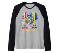 Bajan Bandera Británica Idea Para Mujer Bajan Flying Fish & Chips Camiseta Manga Raglan