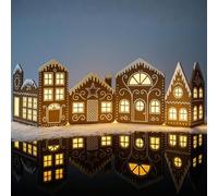 Bajbumgn Christmas Gingerbread Village Light-Up Decor, House Cardboard Kit with LED Lights, Foldable House Village Centerpieces Christmas Decorations, Holiday Home Tabletop Decor
