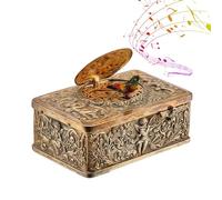 Bajbumgn European Three-Dimensional Embossed Bird Music Box, Mechanical Singing Bird Automaton, Vintage Wooden Carved Mechanism Wind up Musical Box, Holiday Home Decoration