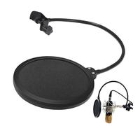 Bajbumgn Filtro Pop para Micrófono,Protector De Viento para Mic | Protector Acústico de Doble Capa para Estudio con Brazo Flexible para Actores y Locutores