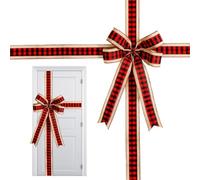 Bajbumgn Lazos para Armario De Cocina Navideña - Grandes Decoraciones Festivas de Cuadros Rojos,Lazo De Cinta para Puerta De Gabinete Navideño | para Celebración Estacional En Hogar Sala De Estar