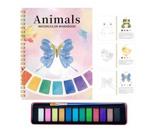 Bajbumgn Libro De Acuarelas, Materiales De Dibujo Para Principiantes, Libro De Práctica De Pintura Con Acuarela, Para Ejercicios De Arte Diario Niños Mujeres Escuela Viaje Hogar Cumpleaños