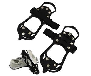 Bajbumgn Púas De Hielo para Calzado,1 Par 10 Dientes Antideslizantes Ligeros Crampones,Sujecciones Antideslizantes para Hielo Y Nieve En Botas | para Aventura Invernal Trabajo Exterior Correr