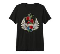 Bajo Alas Rosas Diseño de Rock and Roll Camiseta Premium