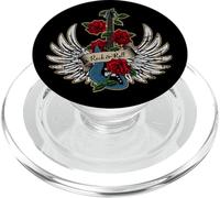 Bajo Alas Rosas Diseño de Rock and Roll PopSockets PopGrip para MagSafe