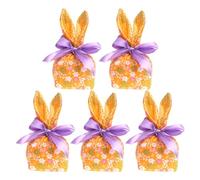 BAJO DE PASO DE PASTERA, BAJO GOODIE EASQUA - Bunny Ears Goodie Bolsas Candy Storage | 5 bolsas de regalo reutilizables con proa, decoraciones de Pascua, suministros para fiestas