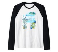 Bajo El Agua 4 Años - Delfín Y Tortuga 4º Cumpleaños Camiseta Manga Raglan