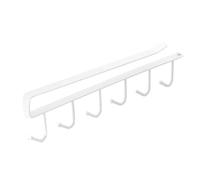 Bajo el gabinete, la abrazadera de la rejilla de la percha de la colgilla de tazas de hierro 6 ganchos en el colgador de almacenamiento del gabinete para el mostrador de la cocina (White)
