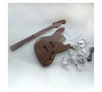 Bajo eléctrico de 4 cuerdas, cuerpo de madera de zebrano y cuello de madera de zebrano y diapasón, Kit DIY kit de guitarra electrica sin terminar