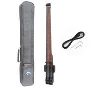 Bajo eléctrico de viaje sin cabeza, bajo eléctrico de 5 cuerdas, bajo eléctrico sin trastes con bolsa de alambre de carretera en negro (TBH03)