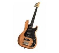 Bajo eléctrico sin trastes, cuerpo de caoba maciza, diapasón palisandro, pastillas PJ, 4 cuerdas, madera natural