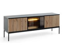 Bajo Mueble Sento Para TV 154x39x56cm Negro Roble Wotan MDF